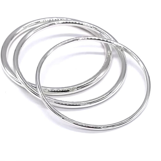 925 Sterling Silver Slave BANGLE Bracelet 65 mm Diameter 3, 4 and 5 mm Thickness