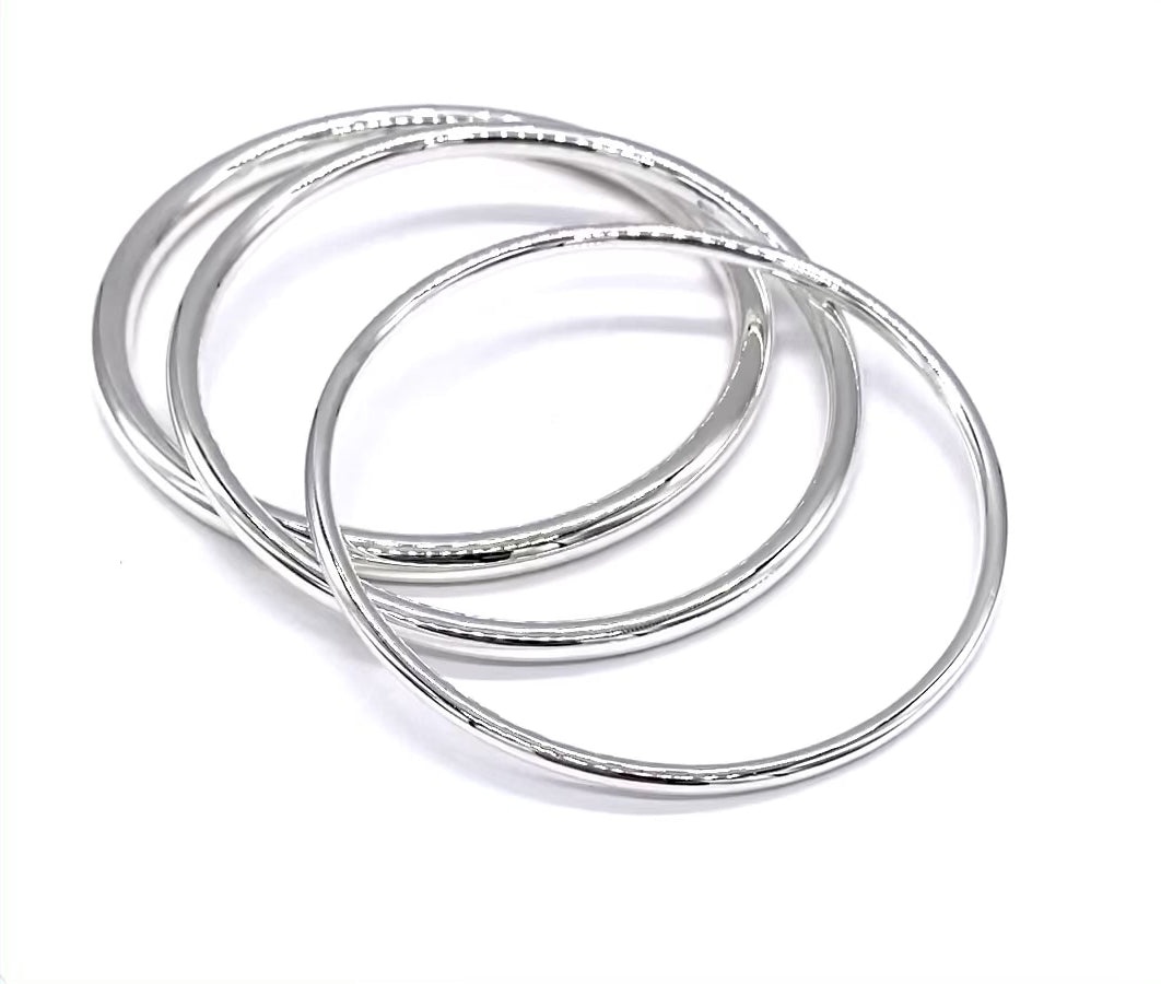 925 Sterling Silver Slave BANGLE Bracelet 65 mm Diameter 3, 4 and 5 mm Thickness