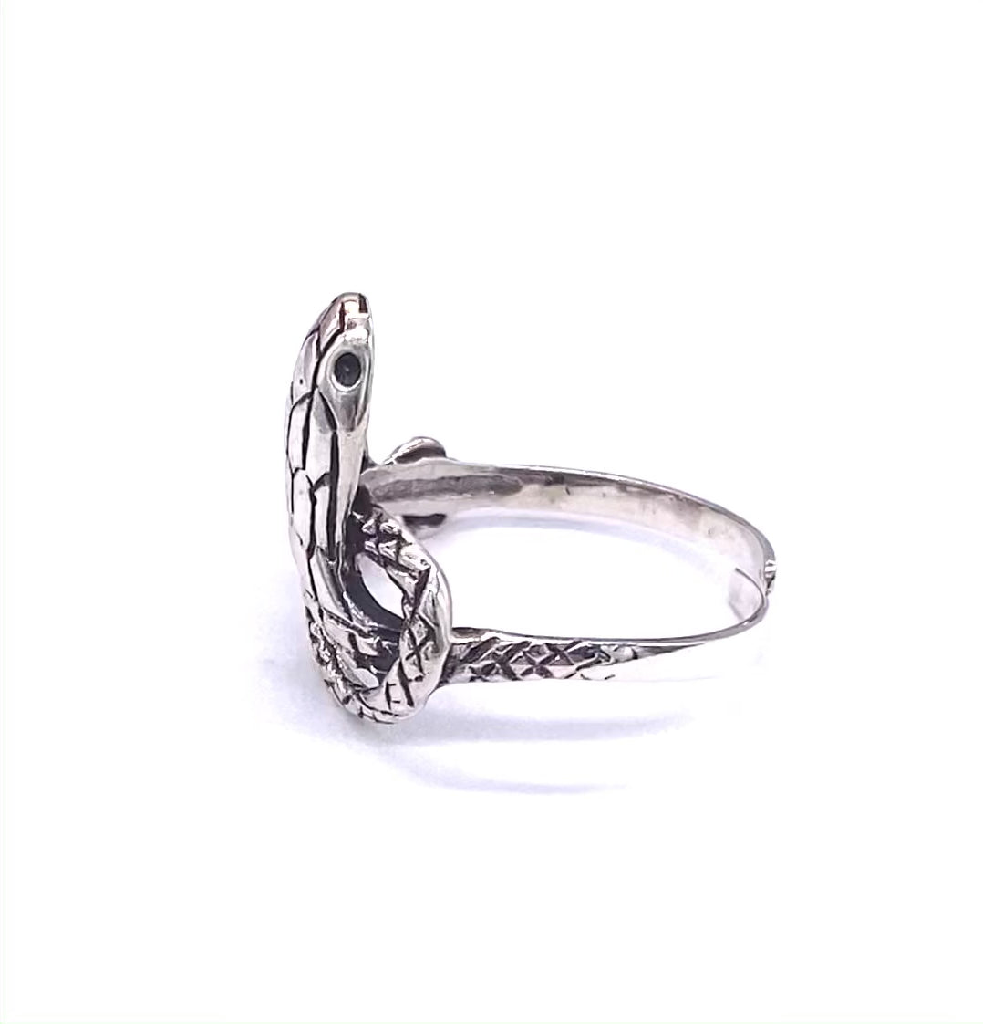 925 Sterling Silver Snake Cobra Cuff Ring Adjustable One Size Fit All