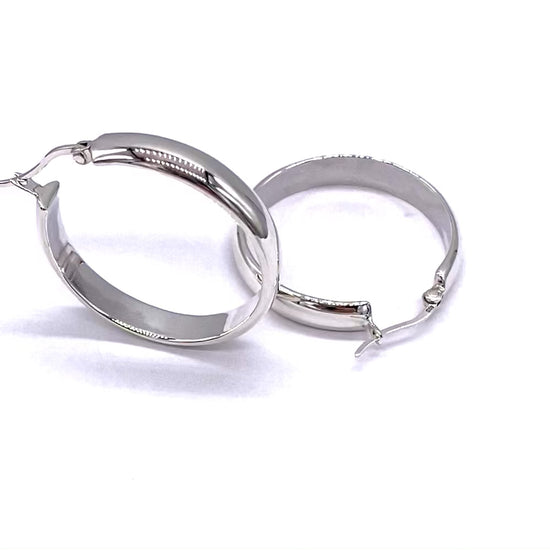 925 Sterling Silver Chunky Hinged HOOP Earrings 5 mm Wide