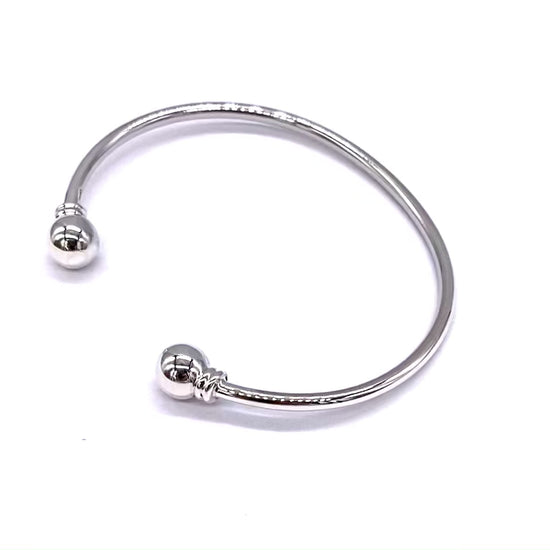 Solid 925 Sterling Silver Child's, Baby's Christening Torque Cuff Bangle Bracelet