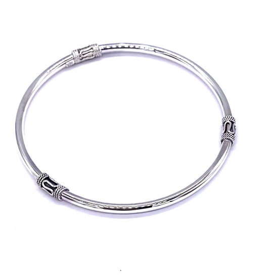 925 Sterling Silver Bali Balinese BANGLE Bracelet 65 mm Diameter & 3 mm Thickness