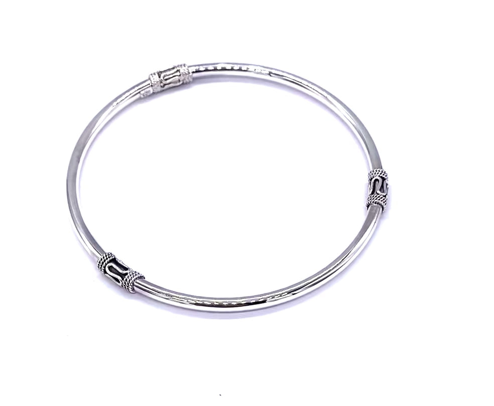 925 Sterling Silver Bali Balinese BANGLE Bracelet 65 mm Diameter & 3 mm Thickness